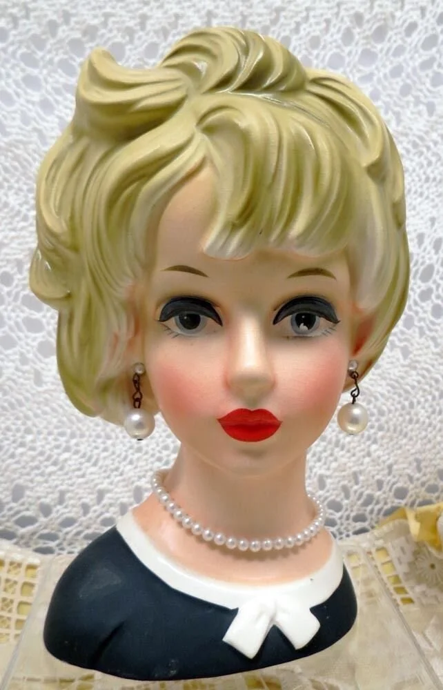 Relpo Signed, Hand Painted, Planter, Head Vase #K1940 - Blonde 7